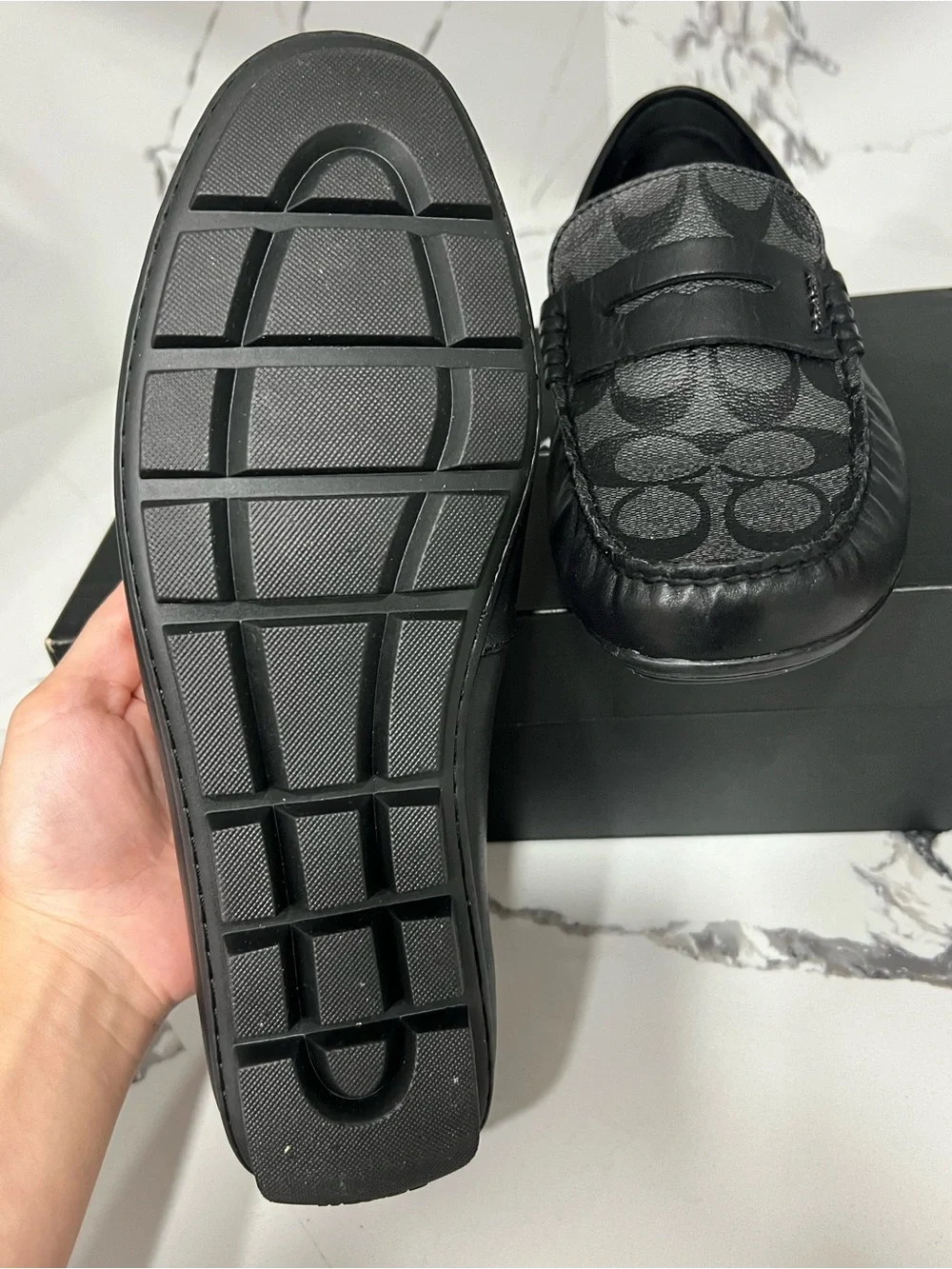 Coach Men's Black Signature Jacquard Loafers